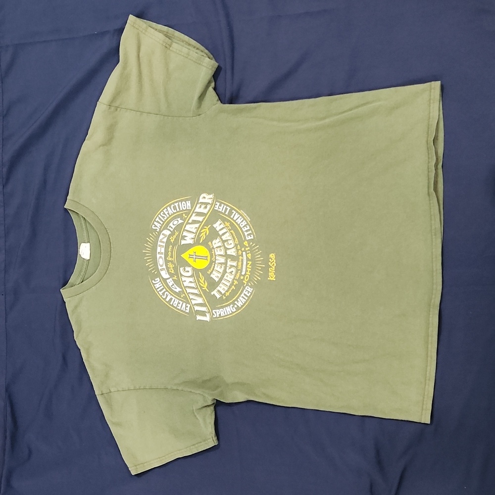 Vintage Kerusso men's short sleeve t-shirt, olive green, size XL